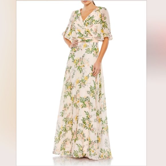Mac Duggal Dresses & Skirts - Ieena by Mac Duggal Blush Pink V-Neck Surplice Floral Spring Dress Size 12